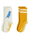 Mini Rodini Bird Striped Socks (pack Of Two) In Multi