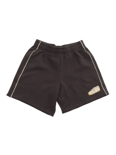 Mini Rodini Black Fleece Shorts In Gray