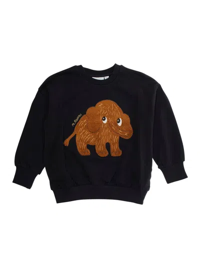 Mini Rodini Kids' Black Sweatshirt With Maxi Logo On The Front In Cotton Boy