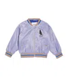 Mini Rodini Embroidered Logo Satin Bomber Jacket In Blue