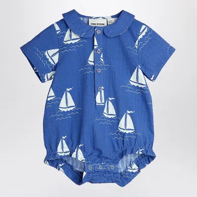 Mini Rodini Babies' Blue Bodysuit With Sailboats