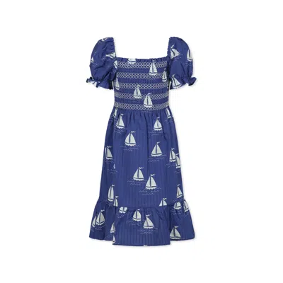 Mini Rodini Kids' Blue Dress For Girl With Sailboats