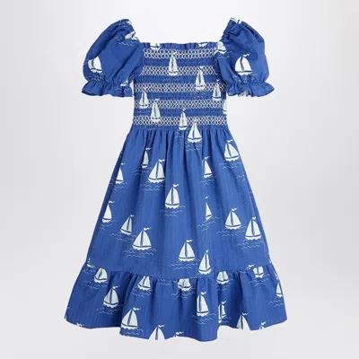 Mini Rodini Kids' Blue Dress With Sailboats