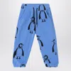 Mini Rodini Blue Jogging Trousers With Penguins In Blue