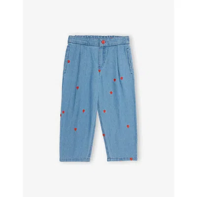 Mini Rodini Kids' Blue Mini Hearts Straight-leg Denim Trousers 12 Months - 11