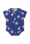 Mini Rodini Blue Romper For Babykids With Sailboats In Blue