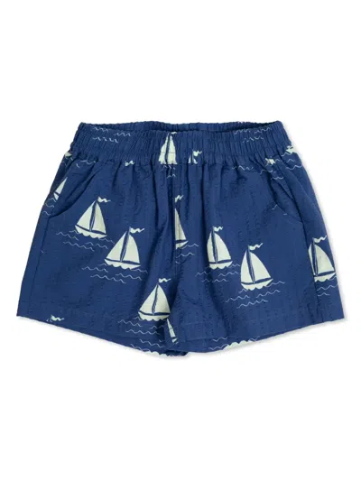 Mini Rodini Babies' Boat-print Shorts In Blue