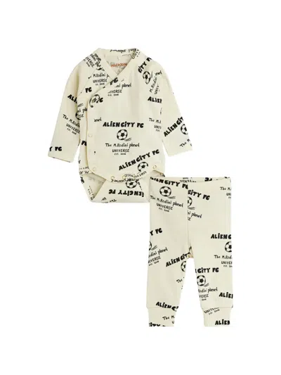 Mini Rodini Babies' Body And Trousers Set (set Of Two) In Neutral