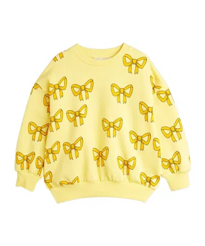 Mini Rodini Girls Yellow Kids Bow-print Long-sleeve Organic-cotton Jersey Sweatshirts