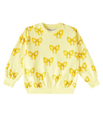 Mini Rodini Kids' Bow Cotton Jersey Sweatshirt In Yellow