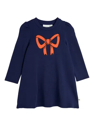 Mini Rodini Kids' Bow-print Dress In Blue