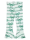 Mini Rodini Bow-print Ribbed Trousers In Green
