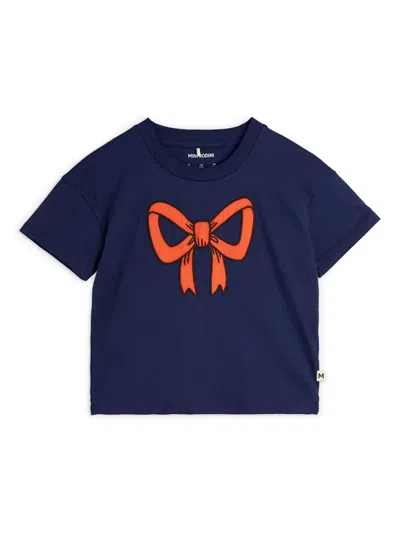 Mini Rodini Kids' Bow-print T-shirt In Blue