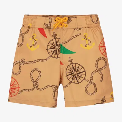 Mini Rodini Kids' Boys Beige Nautical Swim Shorts
