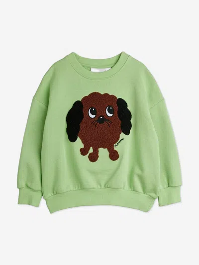 Mini Rodini Kids'  Boys Doggie Chenille Sweatshirt In Green