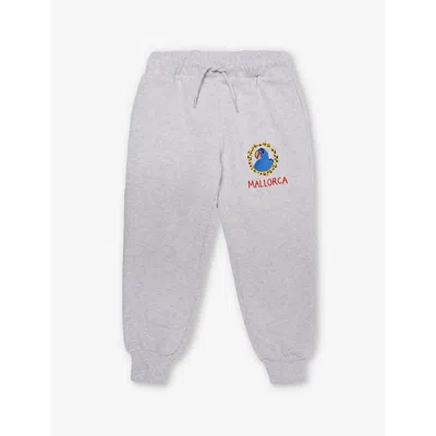 Mini Rodini Boys Grey Melange Kids Parrot Graphic-embroidered Organic-cotton Jogging Bottoms 1.5-11