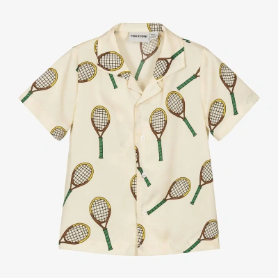 Mini Rodini Kids' Boys Ivory Lyocell Tennis Print Shirt