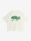 Mini Rodini White T-shirt With Lizard Print In Ivory