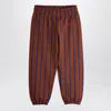 Mini Rodini Brown Striped Jogging Trousers In Burgundy