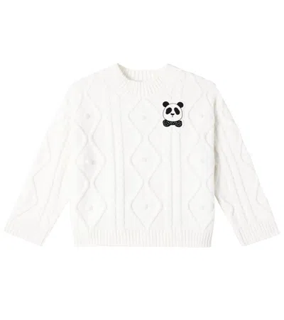 Mini Rodini Kids' Cable-knit Cotton Sweater In White