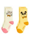 Mini Rodini Cat & Panda Socks (pack Of Two) In Multi