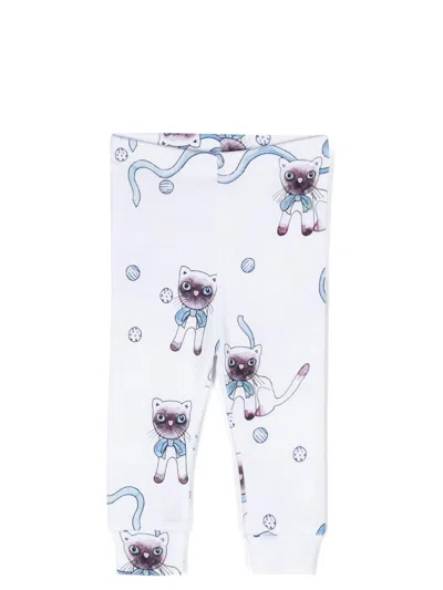 Mini Rodini Babies' Cat Graphic-print Leggings In Light Blue