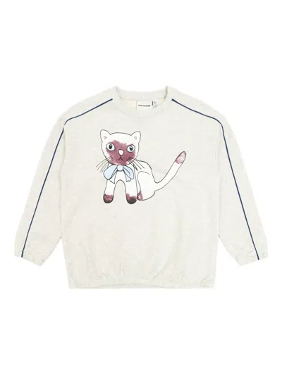 Mini Rodini Kids' Cat Graphic Trim Top In Multi