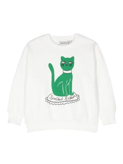 Mini Rodini Kids' Cat Sweatshirt In White