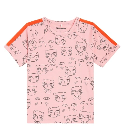 Mini Rodini Kids' Cathlethes Cotton-blend Jersey T-shirt In Pink