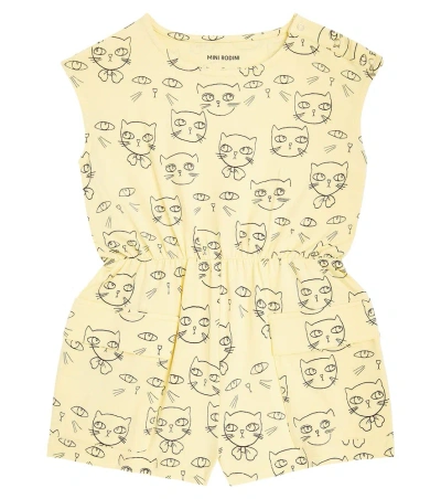 Mini Rodini Kids' Cathlethes Cotton-blend Playsuit In Yellow