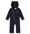 Mini Rodini Catsuit Asymmetric Cotton-blend Jumpsuit In Black