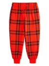 Mini Rodini Kids Check Aop Fleece Joggers In Red