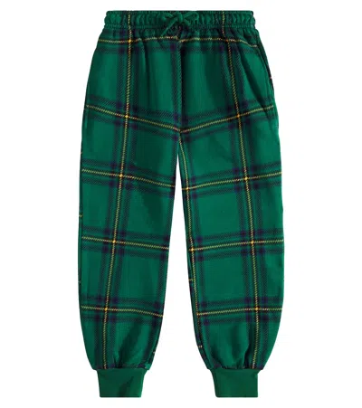 Mini Rodini Kids' Checked Cotton Jersey Sweatpants In Green