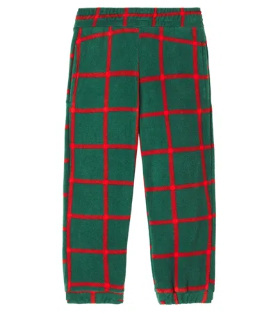 Mini Rodini Checked Fleece Sweatpants In Green