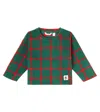 Mini Rodini Checked Fleece Top In Green