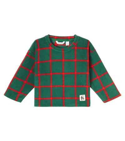 Mini Rodini Checked Fleece Top In Green