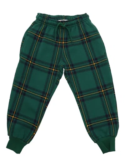 Mini Rodini Babies' Checked Track Pants In Green