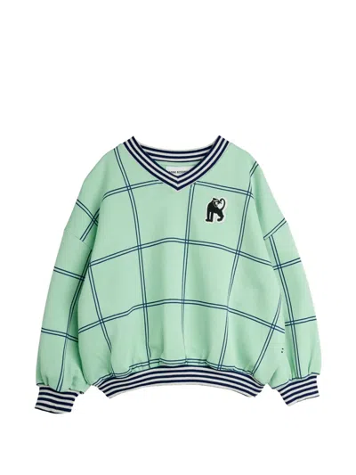 Mini Rodini Kids' Check-print Panther-patch Sweater In Multi