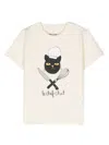 Mini Rodini Chef Cat Cotton T-shirt In White
