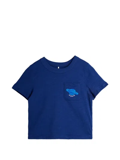 Mini Rodini Babies' Chest-pocket T-shirt In Blue