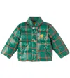 Mini Rodini Clover Checked Puffer Jacket In Green