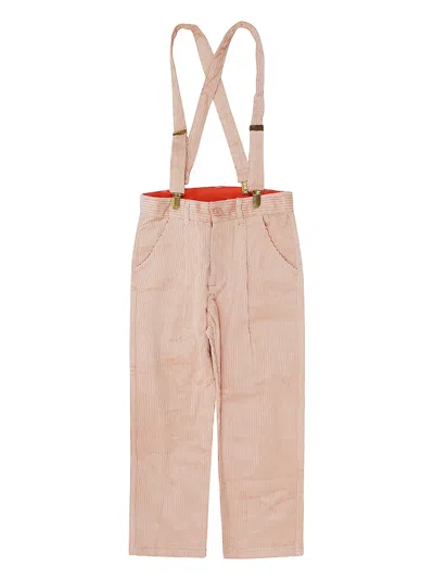 Mini Rodini Kids' Clover Corduroy Suspender Trousers In Pink