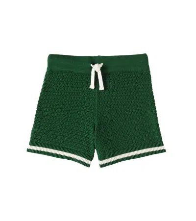 Mini Rodini Kids' Crochet Cotton Shorts In Green