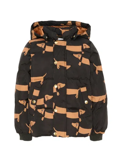 Mini Rodini Kids' Dachshund-print Padded Jacket In Black