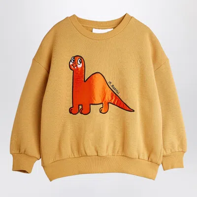 Mini Rodini Dino Application Yellow Sweatshirt In Neutral