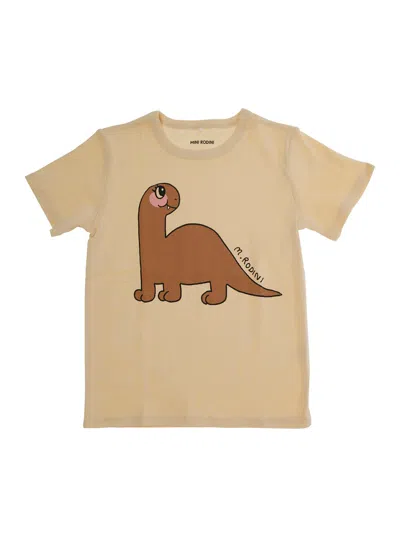 Mini Rodini Dinosaur-print Cotton T-shirt In Neutral