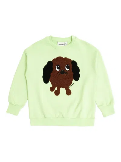 Mini Rodini Babies' Doggie Chenille Sweatshirt In Green