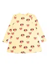 Mini Rodini Doggies Printed Long-sleeve Dress In Yellow