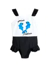 Mini Rodini Dolphins Ruffled Swimsuit In Black