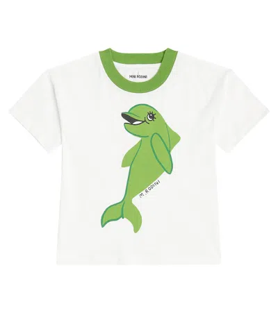 Mini Rodini Kids' Dolphin Printed Cotton Jersey T-shirt In White